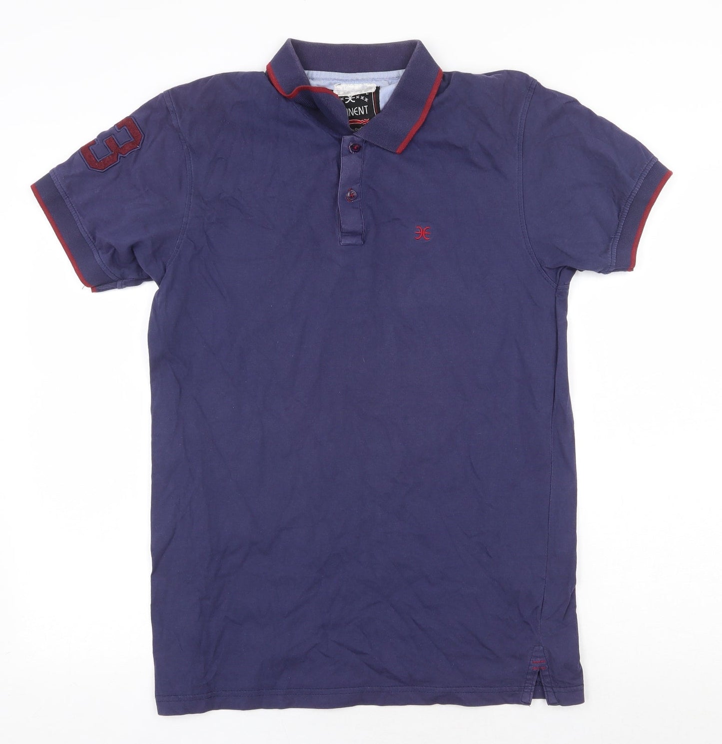 Eminent Mens Blue Cotton Polo Size L Collared Button