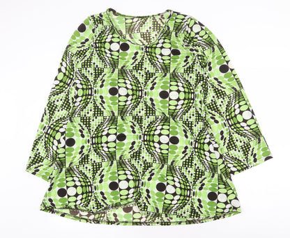Preworn Womens Green Geometric Polyester Mini Size S Round Neck Pullover