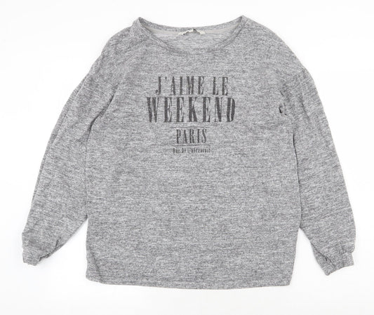 F&F Womens Grey Boat Neck Viscose Pullover Jumper Size 12 - Weekend, Paris