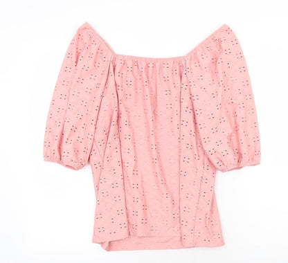 Papaya Womens Pink Polyester Cropped Blouse Size 12 Square Neck