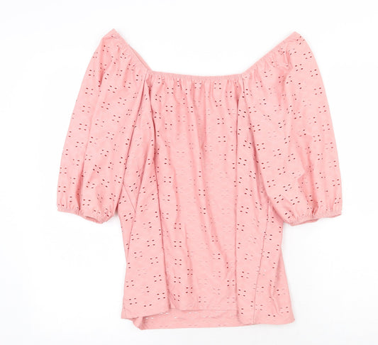 Papaya Womens Pink Polyester Cropped Blouse Size 12 Square Neck