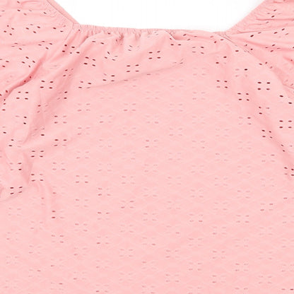 Papaya Womens Pink Polyester Cropped Blouse Size 12 Square Neck