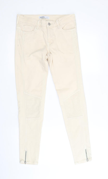 Zara Womens Beige Cotton Skinny Jeans Size 30 Regular Zip