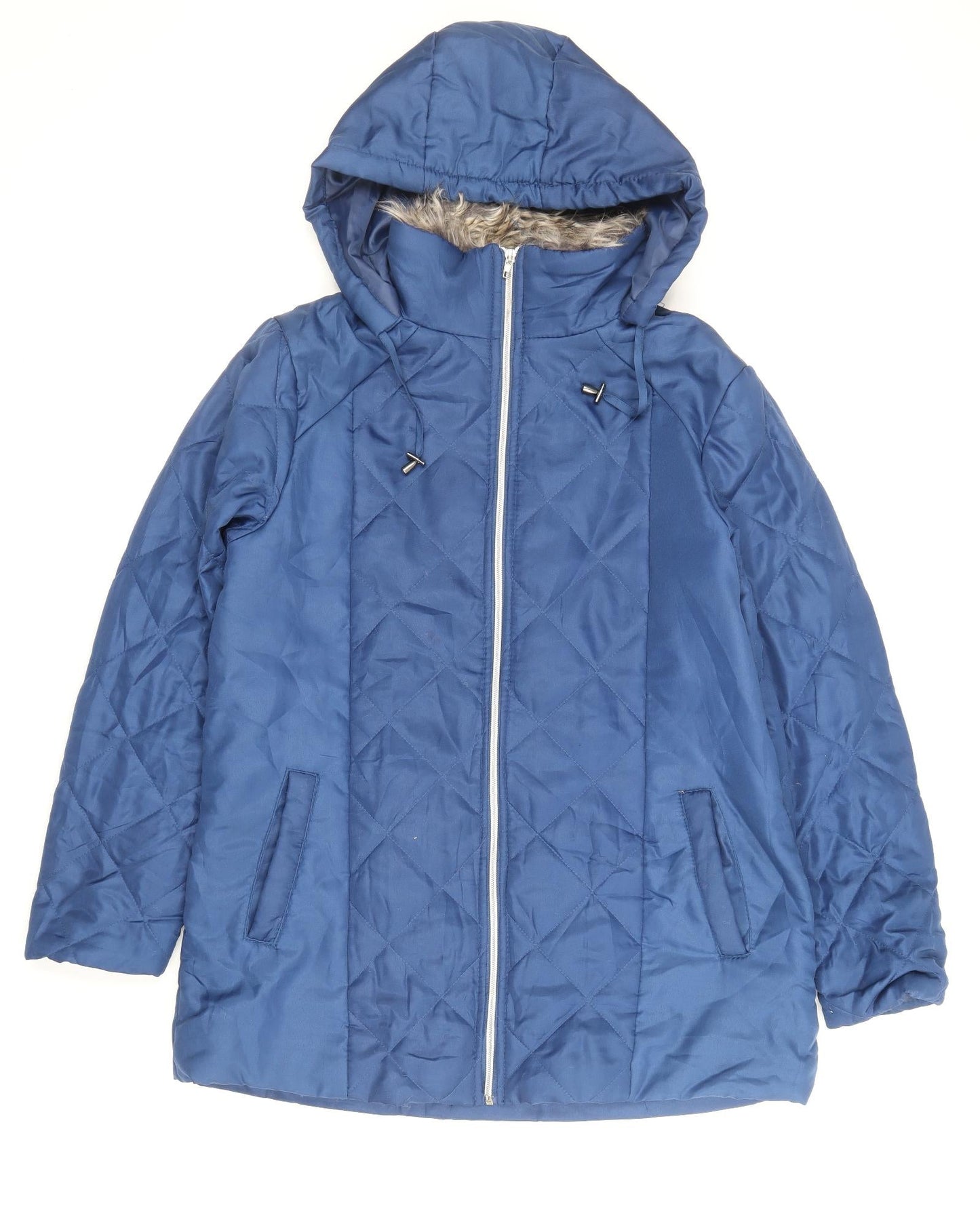 Womens UK Size S Anne De Lancay Blue Quilted Coat