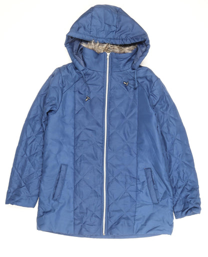 Womens UK Size S Anne De Lancay Blue Quilted Coat