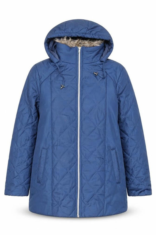 Womens UK Size S Anne De Lancay Blue Quilted Coat