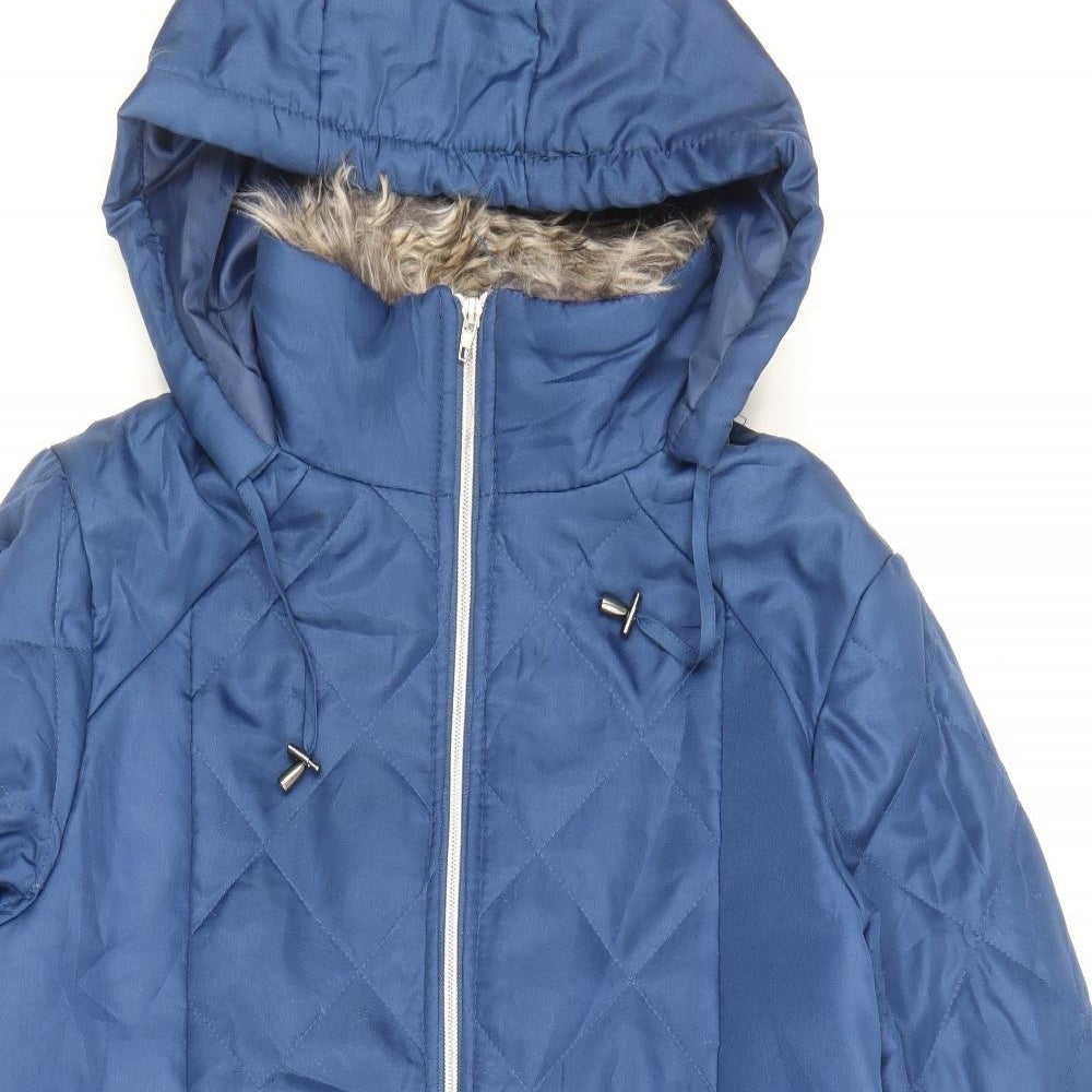 Womens UK Size S Anne De Lancay Blue Quilted Coat
