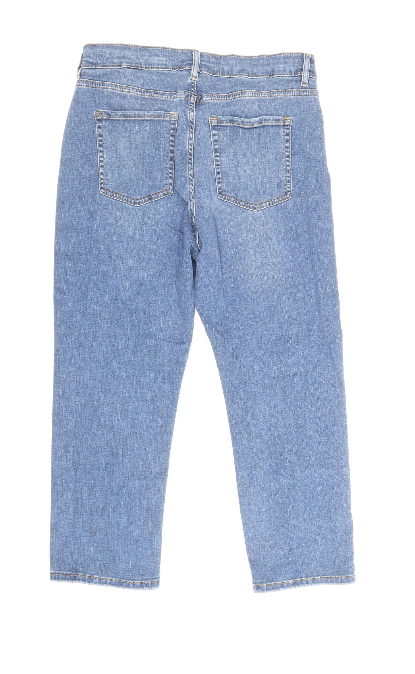 Per Una Womens Blue Cotton Straight Jeans Size 14 Regular Zip