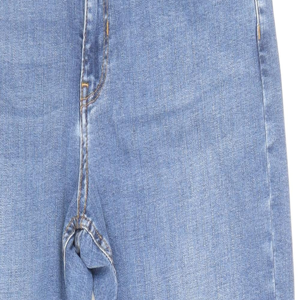 Per Una Womens Blue Cotton Straight Jeans Size 14 Regular Zip