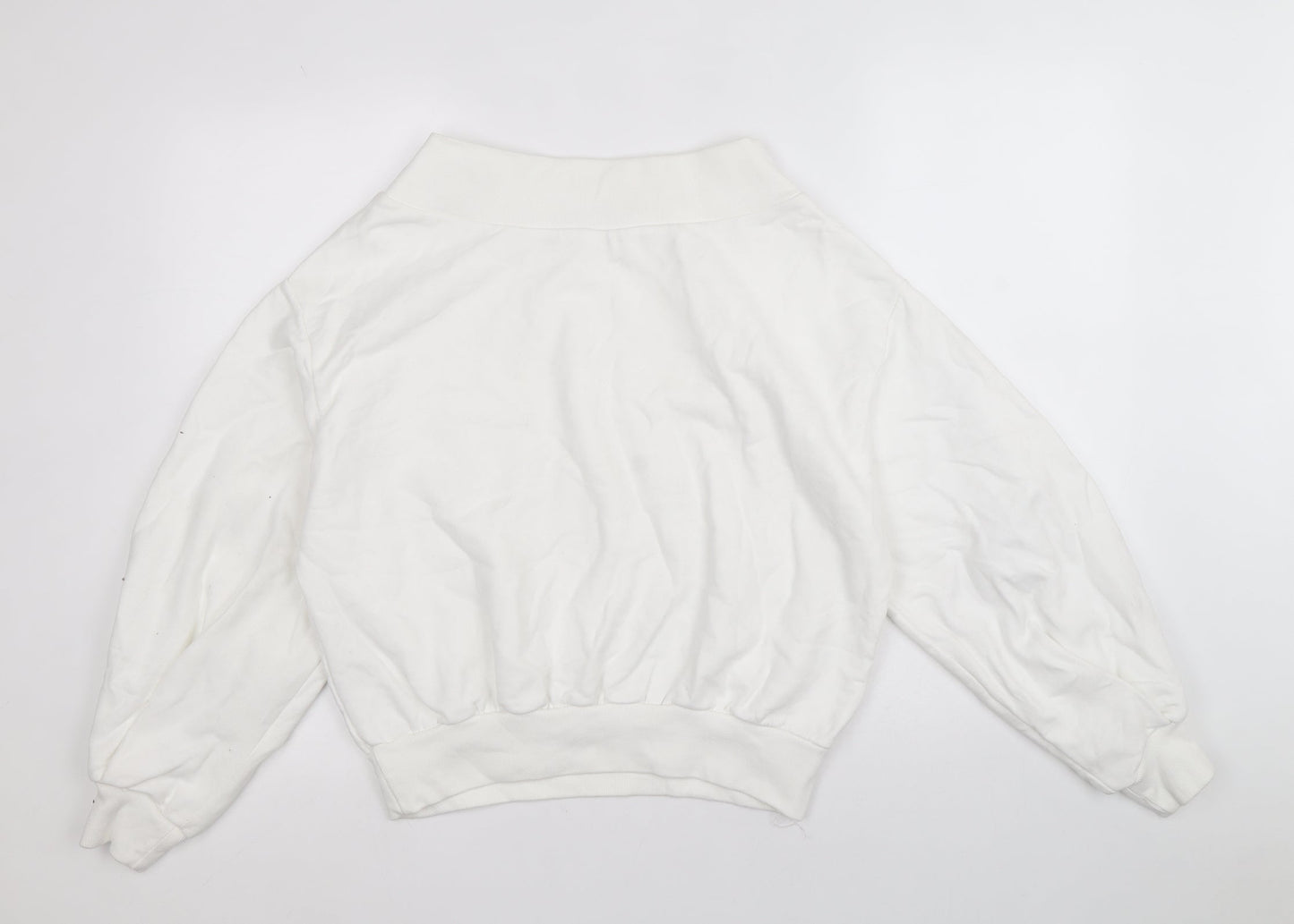 Boohoo Womens White 100% Cotton Pullover Sweatshirt Size 6 Pullover