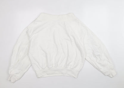 Boohoo Womens White 100% Cotton Pullover Sweatshirt Size 6 Pullover