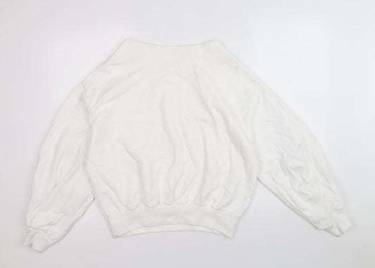 Boohoo Womens White 100% Cotton Pullover Sweatshirt Size 6 Pullover