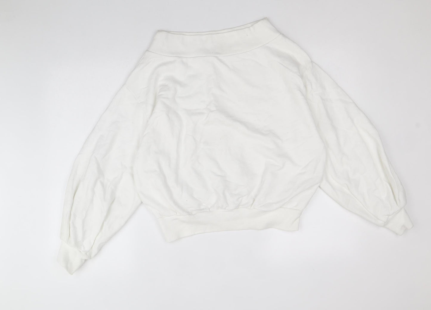 Boohoo Womens White 100% Cotton Pullover Sweatshirt Size 6 Pullover