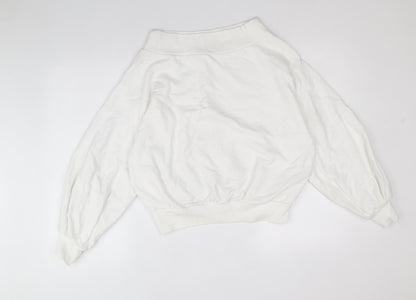 Boohoo Womens White 100% Cotton Pullover Sweatshirt Size 6 Pullover