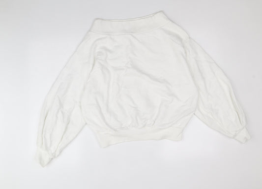 Boohoo Womens White 100% Cotton Pullover Sweatshirt Size 6 Pullover