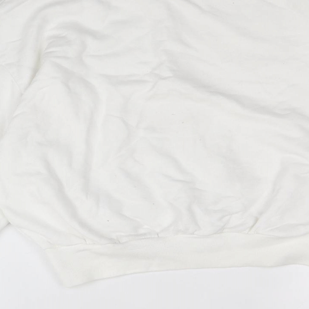 Boohoo Womens White 100% Cotton Pullover Sweatshirt Size 6 Pullover