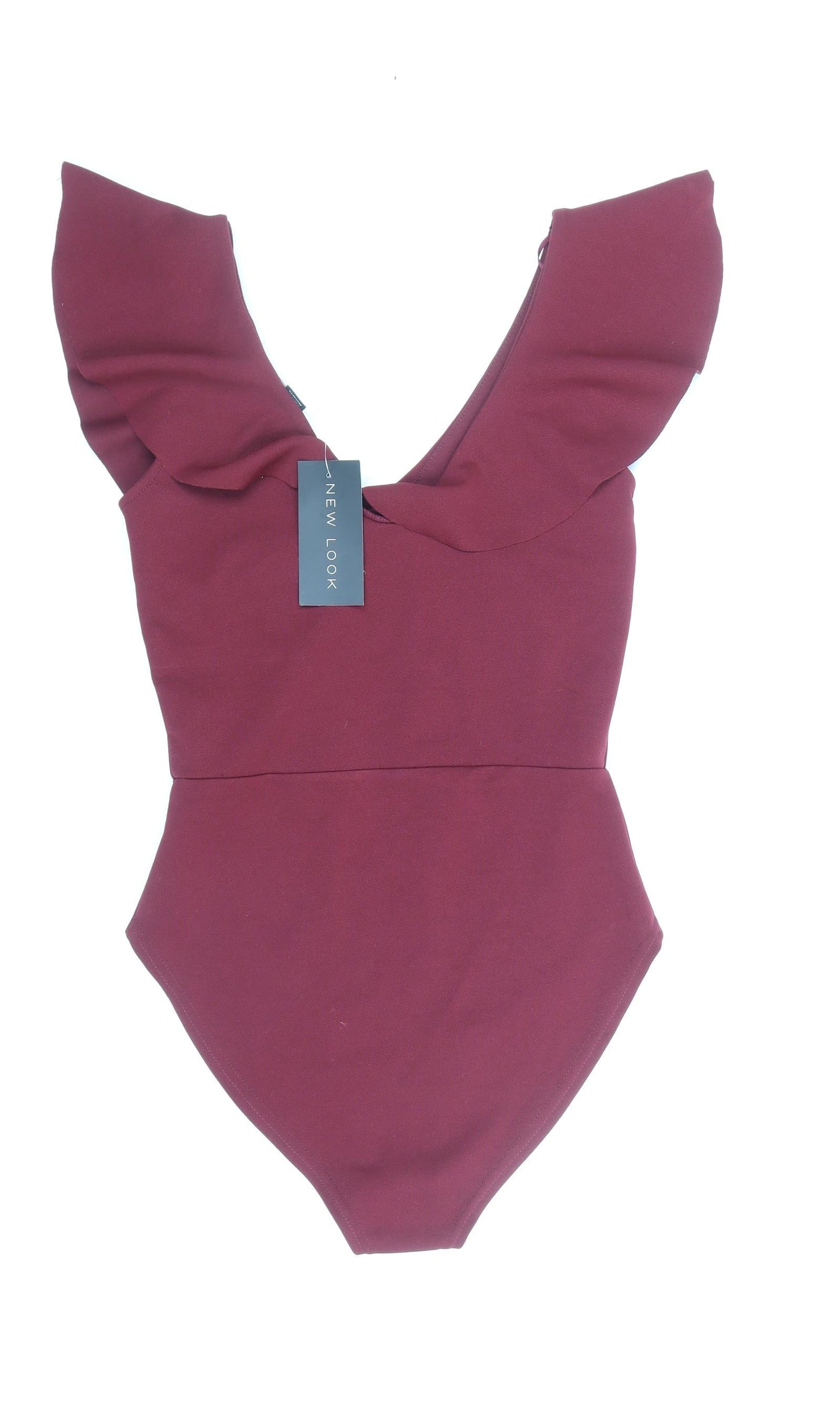 New Look Womens Red Polyester Bodysuit One-Piece Size 8 Snap