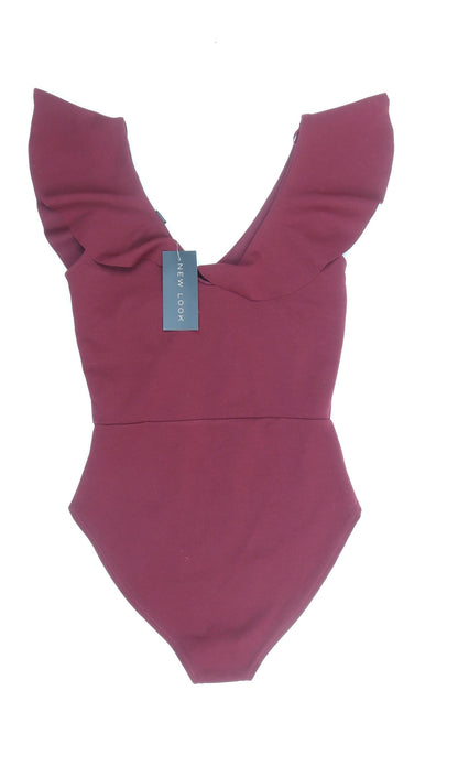 New Look Womens Red Polyester Bodysuit One-Piece Size 8 Snap