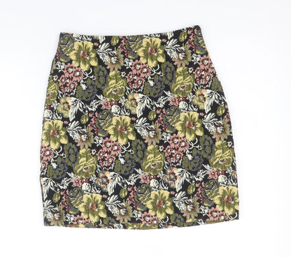 Dorothy Perkins Womens Multicoloured Floral Polyester Bandage Skirt Size 6 Zip