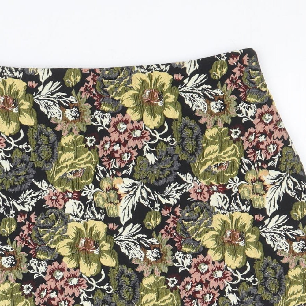 Dorothy Perkins Womens Multicoloured Floral Polyester Bandage Skirt Size 6 Zip