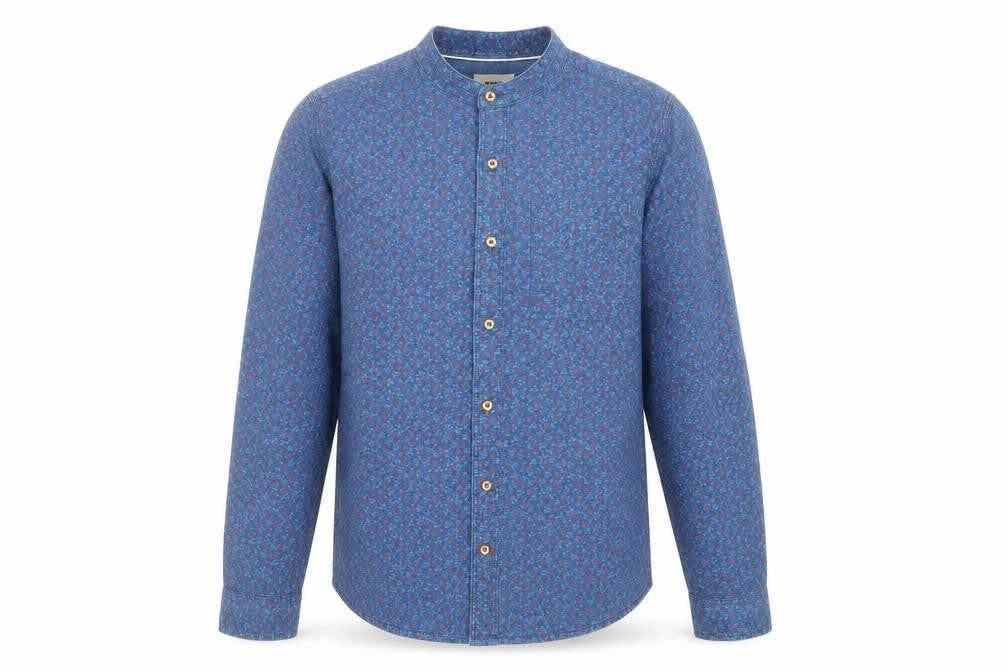 Mens UK Size S Max Blue  Button-Up Long Sleeve Casual Shirt