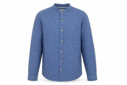 Mens UK Size S Max Blue  Button-Up Long Sleeve Casual Shirt