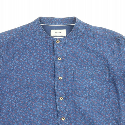 Mens UK Size S Max Blue  Button-Up Long Sleeve Casual Shirt