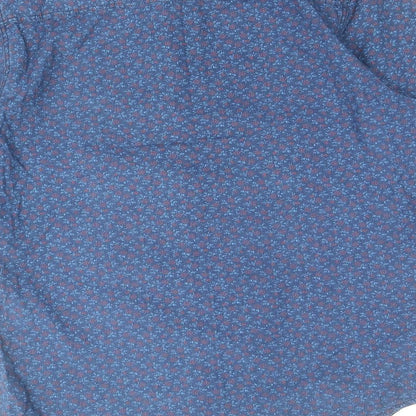 Mens UK Size S Max Blue  Button-Up Long Sleeve Casual Shirt