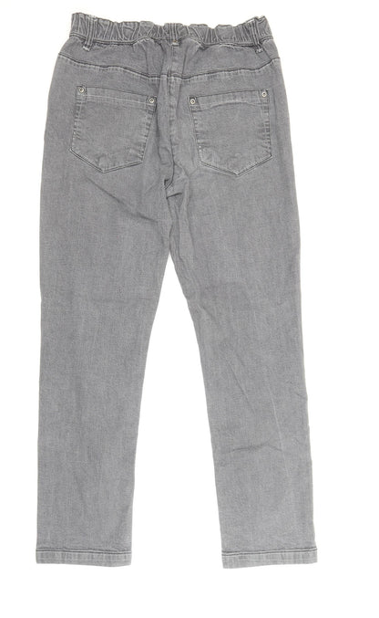Anthology Womens Grey Cotton Straight Jeans Size 12 Regular Zip