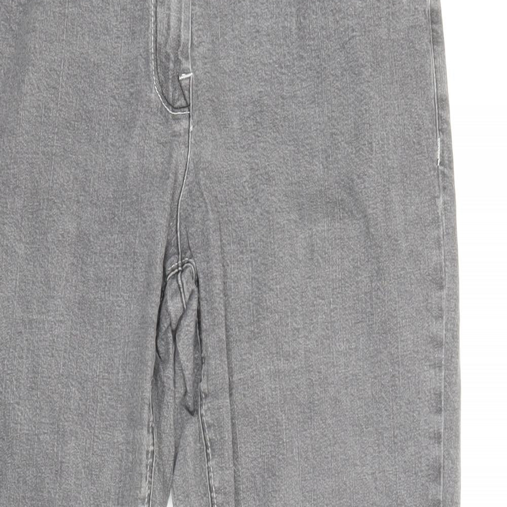 Anthology Womens Grey Cotton Straight Jeans Size 12 Regular Zip