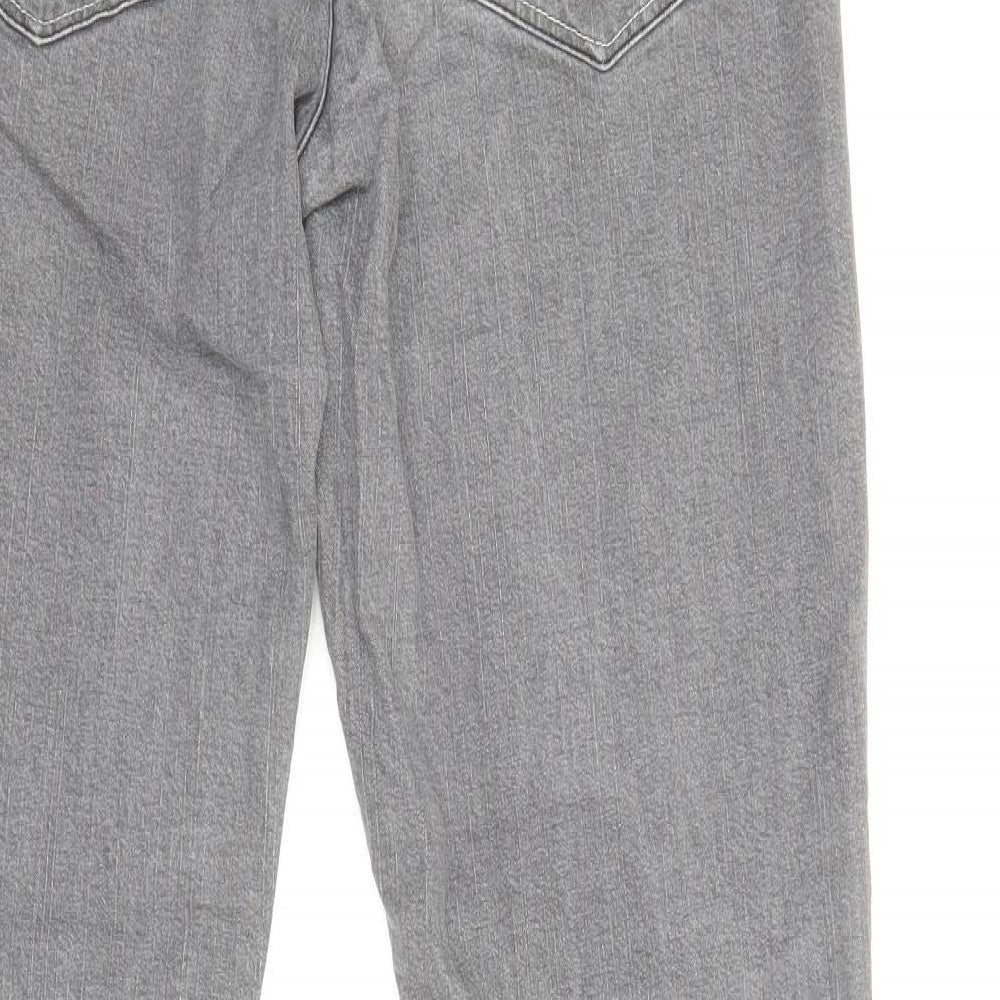 Anthology Womens Grey Cotton Straight Jeans Size 12 Regular Zip
