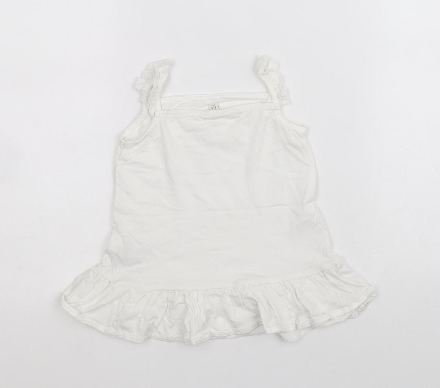 River Island Girls White 100% Cotton Basic Tank Size 3-4 Years Square Neck Pullover