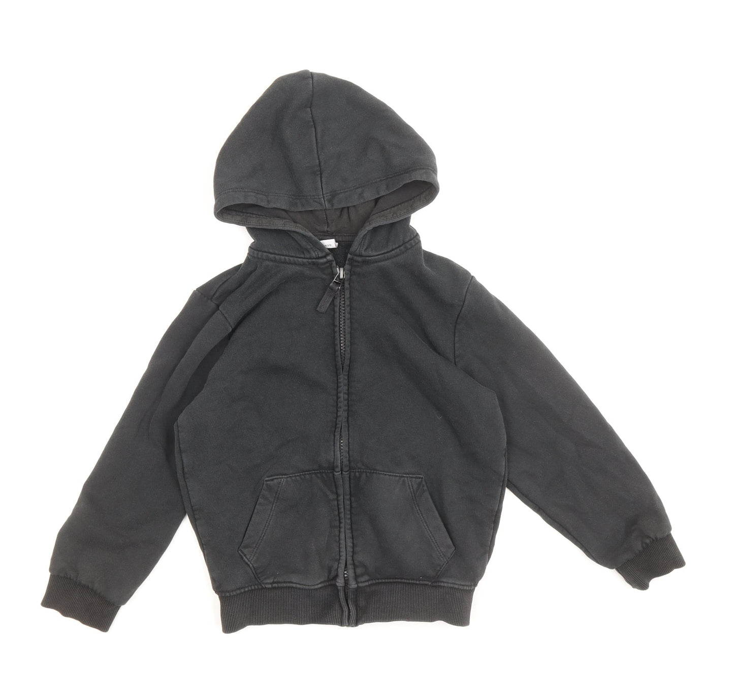 TU Boys Black Cotton Full Zip Hoodie Size 6 Years Zip