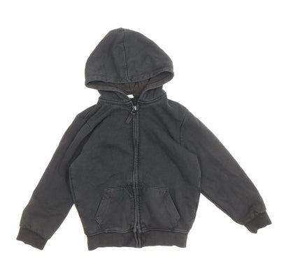 TU Boys Black Cotton Full Zip Hoodie Size 6 Years Zip