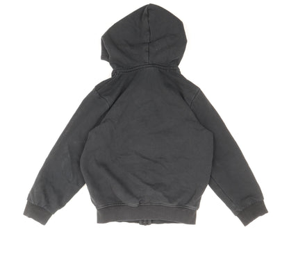 TU Boys Black Cotton Full Zip Hoodie Size 6 Years Zip