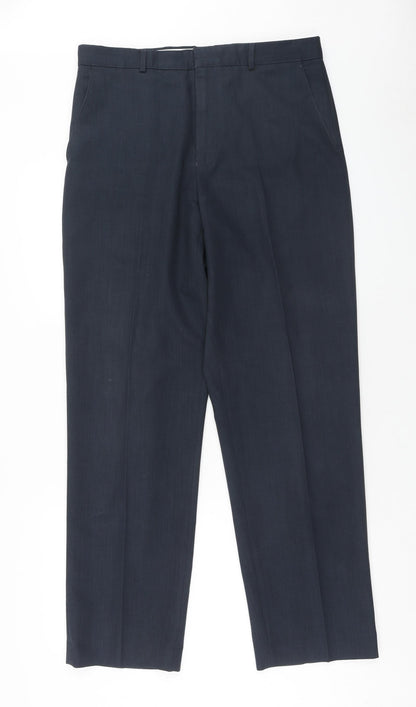Mens UK Size 34 in BHS Regular Fit Dress Pants Blue Trousers