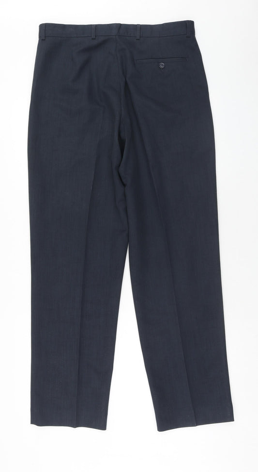 Mens UK Size 34 in BHS Regular Fit Dress Pants Blue Trousers