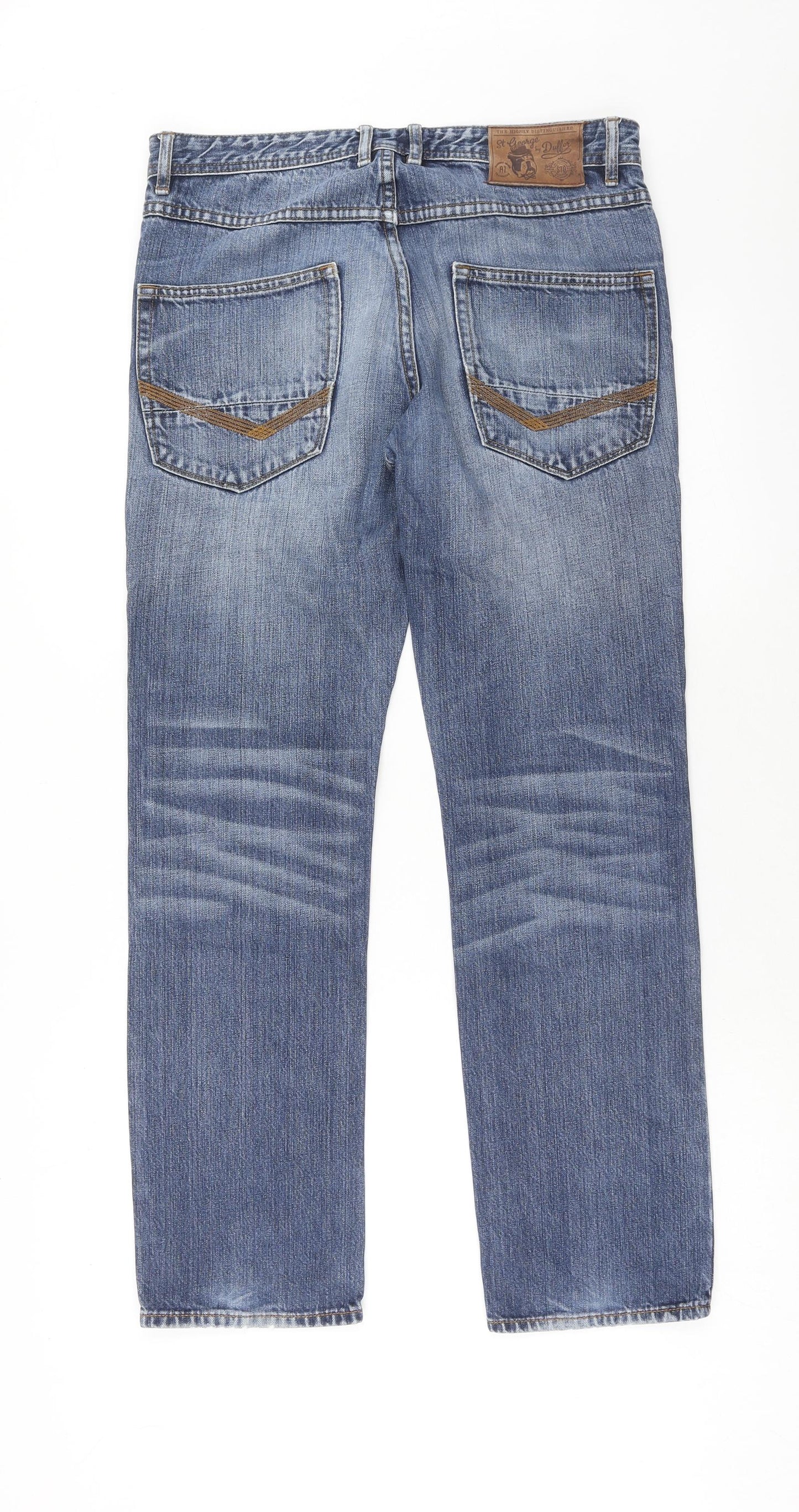 Debenhams Mens Blue Cotton Straight Jeans Size 32 in L30 in Regular Button