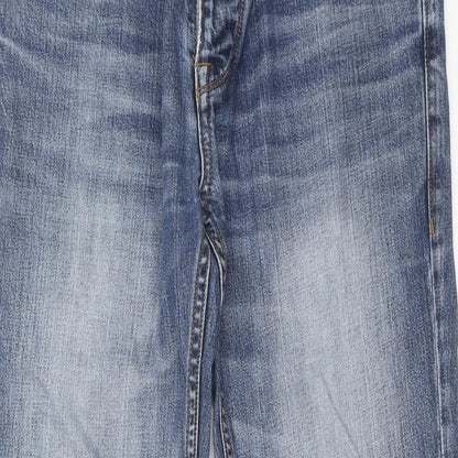 Debenhams Mens Blue Cotton Straight Jeans Size 32 in L30 in Regular Button