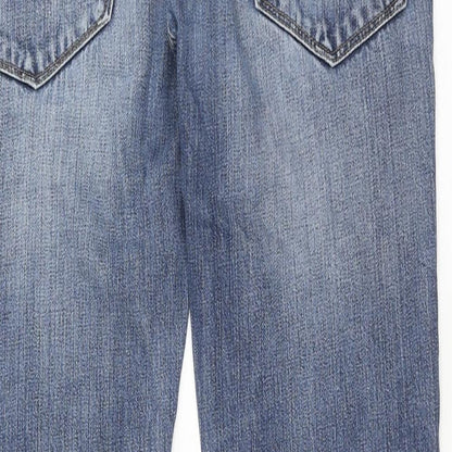 Debenhams Mens Blue Cotton Straight Jeans Size 32 in L30 in Regular Button