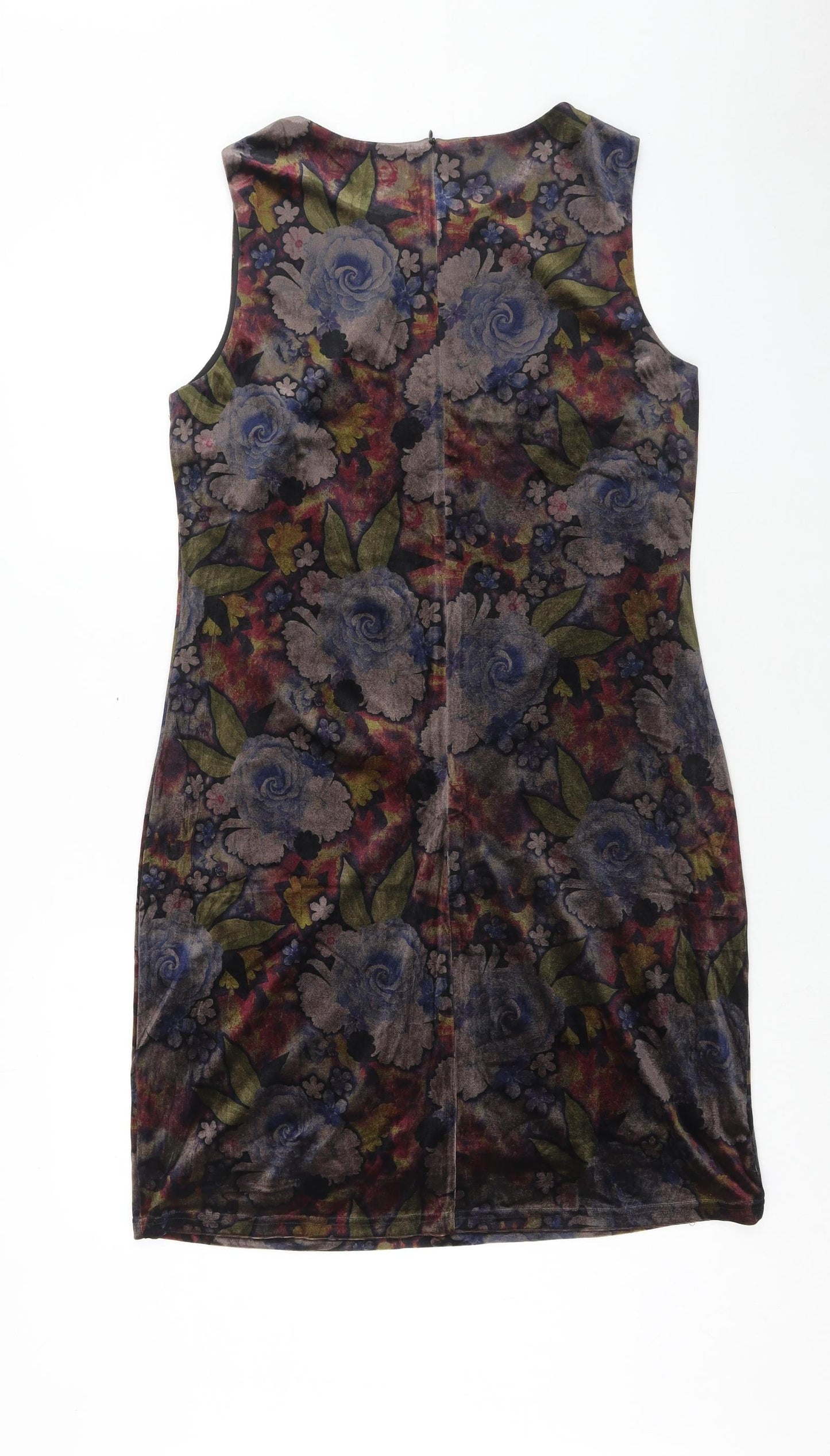 Solo Womens Multicoloured Floral Polyester Pencil Dress Size 14 Boat Neck Zip