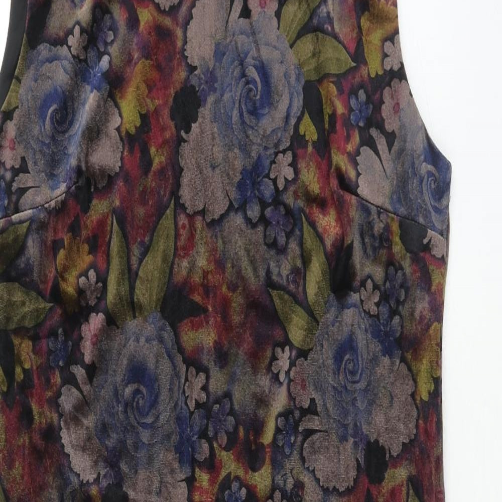Solo Womens Multicoloured Floral Polyester Pencil Dress Size 14 Boat Neck Zip
