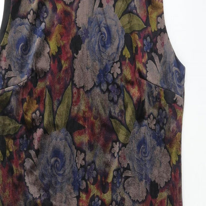 Solo Womens Multicoloured Floral Polyester Pencil Dress Size 14 Boat Neck Zip