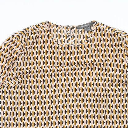 Primark Womens Orange Geometric Polyester Basic Blouse Size 10 Round Neck
