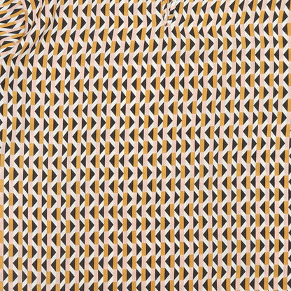 Primark Womens Orange Geometric Polyester Basic Blouse Size 10 Round Neck