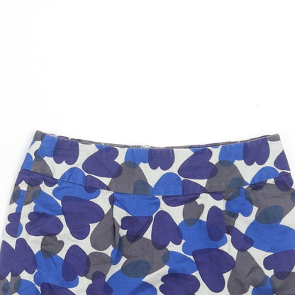 Johnie B Womens Blue Geometric Polyester Bandage Skirt Size 24 in Zip - Heart Pattern