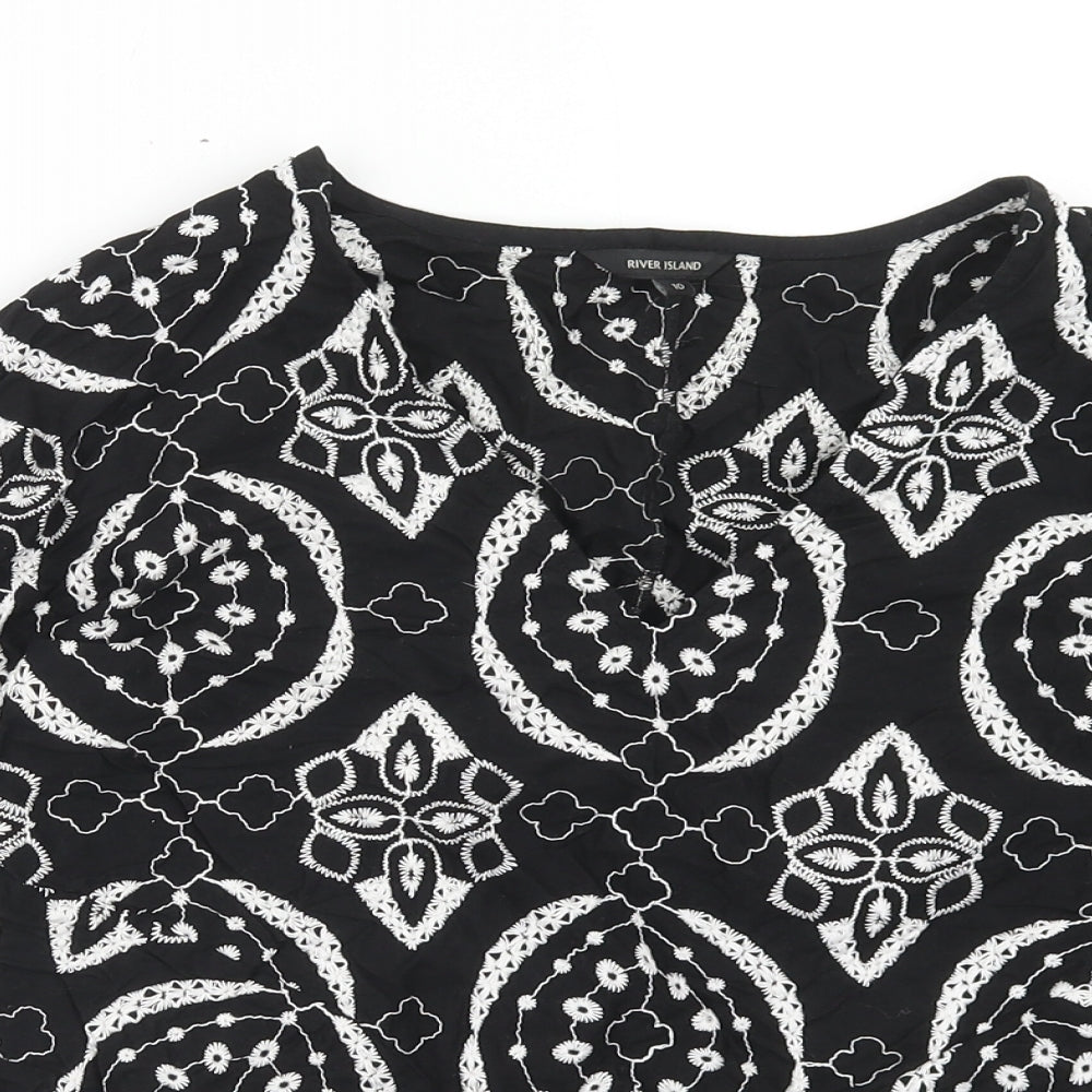 Womens UK Size 10 River Island Black Basic Blouse