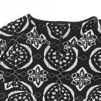 Womens UK Size 10 River Island Black Basic Blouse