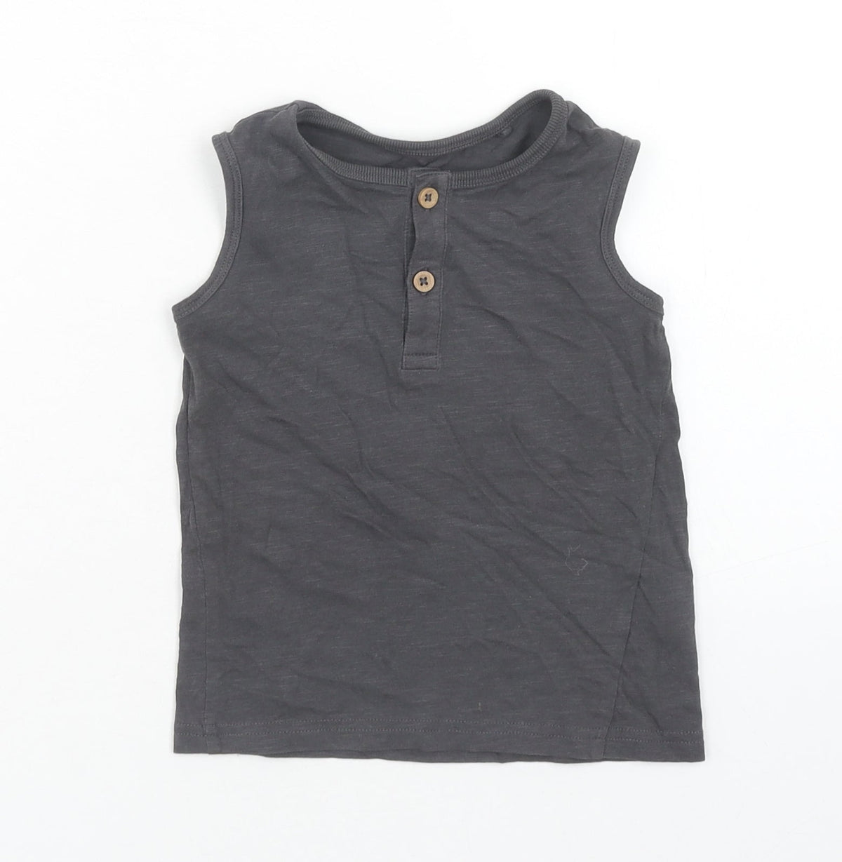George Boys Grey Cotton Basic Tank Size 2 Years Round Neck Pullover