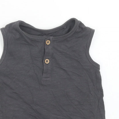 George Boys Grey Cotton Basic Tank Size 2 Years Round Neck Pullover